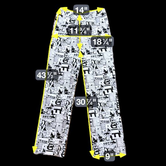 Princess Polly Newsprint Pants Women’s All Over Print White Black Straight Sz 6 - Picture 5 of 5